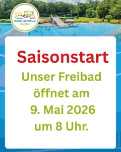 Saisonstart Unser Freibad öffnet am 9. Mai 2026 um 8 Uhr.